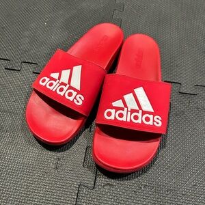 Adidas Red Slide Sandals with White Logo